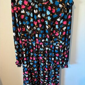 J. Crew Black and Pink Bishop Sleeve Sundress